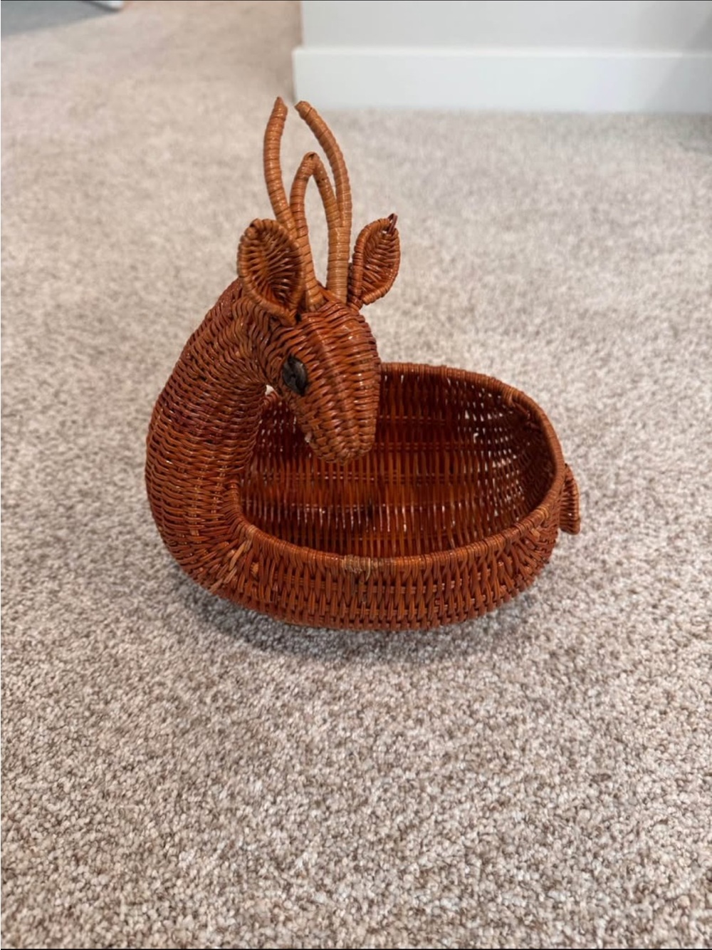 Vintage Woven Brown Reindeer Basket